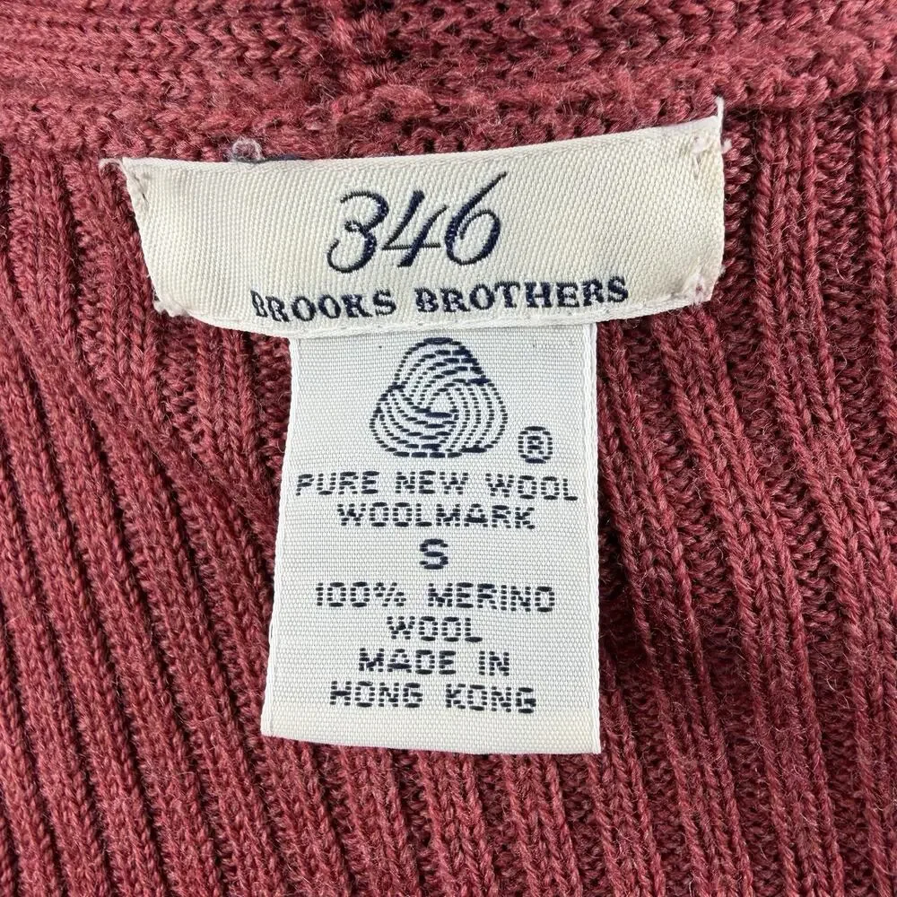 Brooks Brothers 346 Teracotta Open Cardigan Size S Merino Wool Ribbed